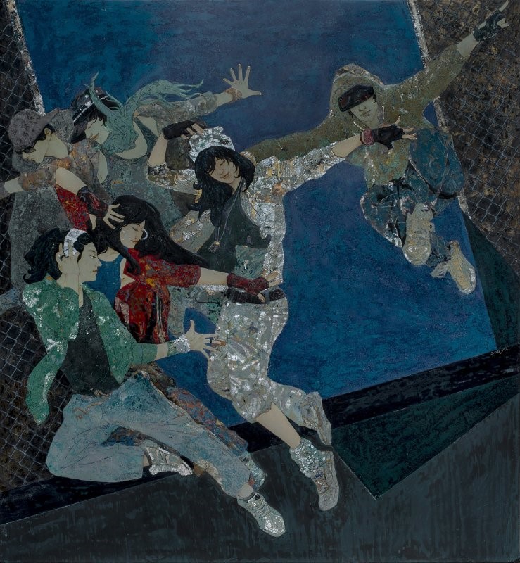 铜奖 邹宇《跃动的心》195x180CM漆画
