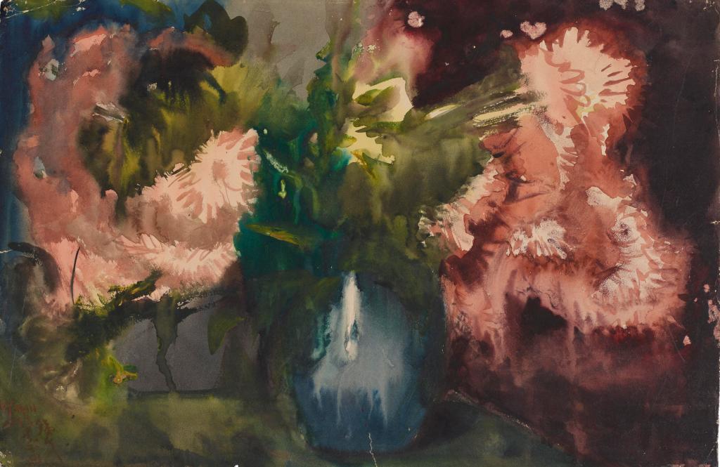 《瓶菊》,纸本水彩,38×58 cm,1933年